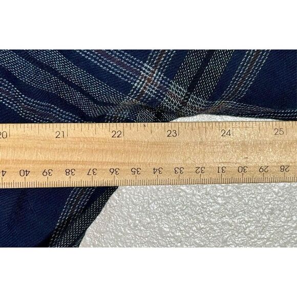 Vince Navy & White Plaid V-Neck Long Sleeve Side Snap Wrap Blouse Women's Medium - Picture 11 of 11